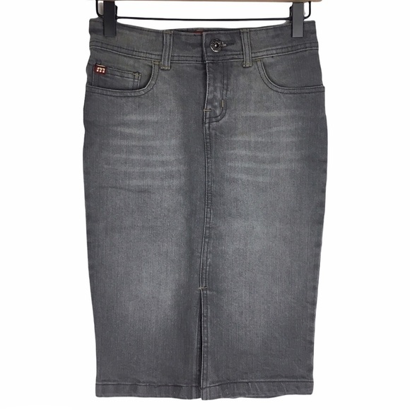 MAKERS OF TRUE ORIGINALS Pencil Skirt Denim Skinny Slim Stretch Grey Size 25 - Picture 9 of 9